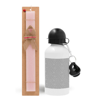 Doodle Maze, Easter Set, metallic aluminum bottle (500ml) & aromatic flat Easter candle (30cm) (PINK)