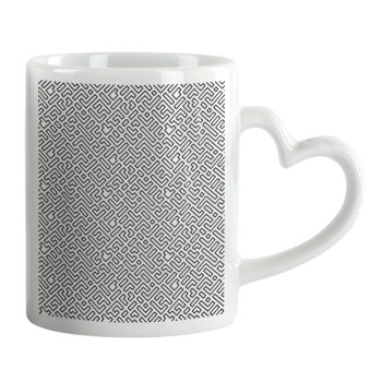 Doodle Maze, Mug heart handle, ceramic, 330ml