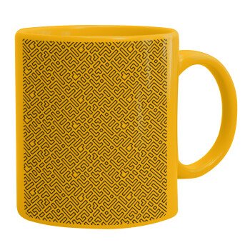 Doodle Maze, Ceramic coffee mug yellow, 330ml (1pcs)