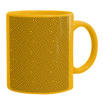 Doodle Maze, Ceramic coffee mug yellow, 330ml