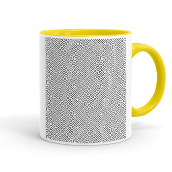 Doodle Maze, Κούπα χρωματιστή κίτρινη, κεραμική, 330ml