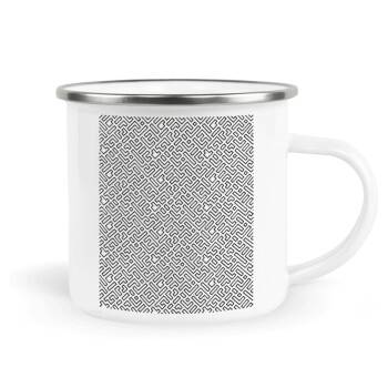 Doodle Maze, Metallic enamel cup white 360ml