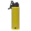 Metallic water bottle with safety lid, 850ml aluminum