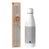 Easter Set, metallic stainless thermos bottle (500ml) & scented flat Easter candle (30cm) (GRAY)