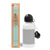 Easter Set, metallic aluminum water bottle (500ml) & scented flat candle (30cm) (TURQUOISE)