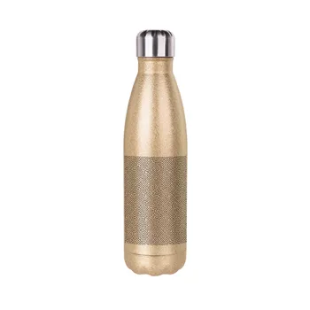 Doodle Maze, Glitter gold stainless steel thermos bottle, double-walled, 500ml