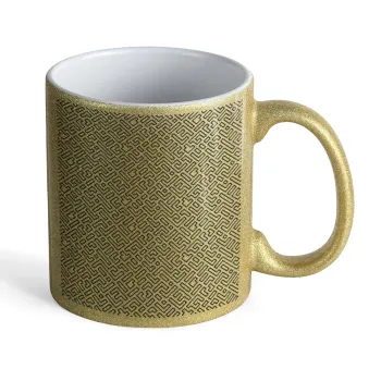 Doodle Maze, Κούπα Χρυσή Glitter που γυαλίζει, κεραμική, 330ml