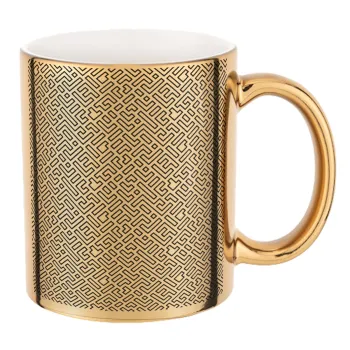 Doodle Maze, Mug ceramic, gold mirror, 330ml