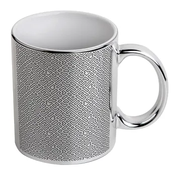 Doodle Maze, Mug ceramic, silver mirror, 330ml