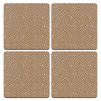 Doodle Maze, ΣΕΤ x4 Σουβέρ ξύλινα τετράγωνα plywood (9cm)
