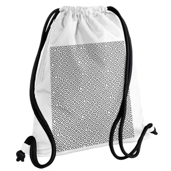 Doodle Maze, Backpack pouch GYMBAG white, with pocket (40x48cm) & thick cords
