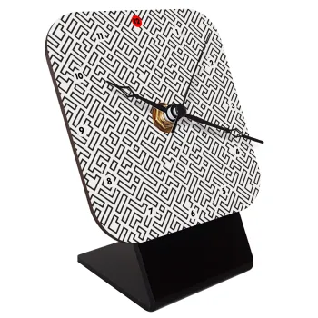 Doodle Maze, Quartz Wooden table clock with hands (10cm)