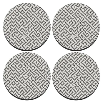 Doodle Maze, ΣΕΤ 4 Σουβέρ ξύλινα στρογγυλά (9cm)