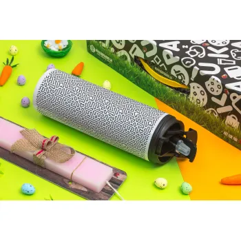 Doodle Maze, Πασχαλινή Λαμπάδα με Travel Tumbler θερμό με διπλό καπάκι (600ml, BPA free) & κερί αρωματικό πλακέ (30cm) (ΡΟΖ)