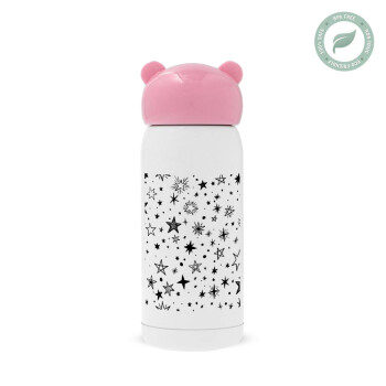 Doodle Stars, Pink stainless steel thermal flask, 320ml