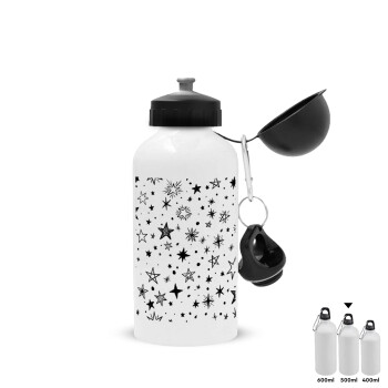 Doodle Stars, Metal water bottle, White, aluminum 500ml