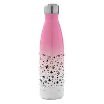 Doodle Stars, Metal mug thermos Pink/White (Stainless steel), double wall, 500ml