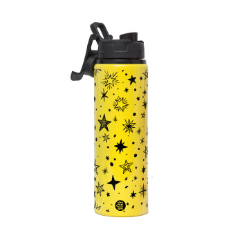 Doodle Stars, Metallic water bottle with safety lid, 850ml aluminum