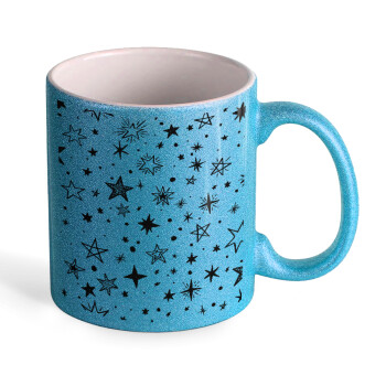 Doodle Stars, Κούπα Σιέλ Glitter που γυαλίζει, κεραμική, 330ml