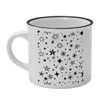 Doodle Stars, Κούπα κεραμική vintage Λευκή/Μαύρη 230ml