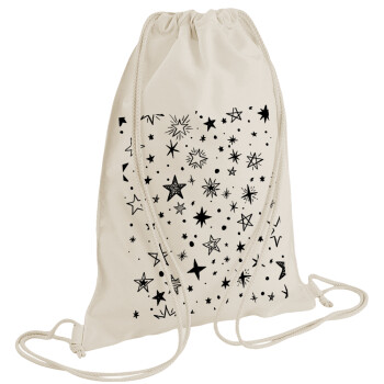 Doodle Stars, Τσάντα πλάτης πουγκί GYMBAG natural (28x40cm)