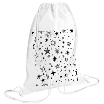 Doodle Stars, Τσάντα πλάτης πουγκί GYMBAG λευκή (28x40cm)