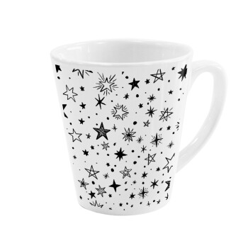 Doodle Stars, Κούπα κωνική Latte Λευκή, κεραμική, 300ml