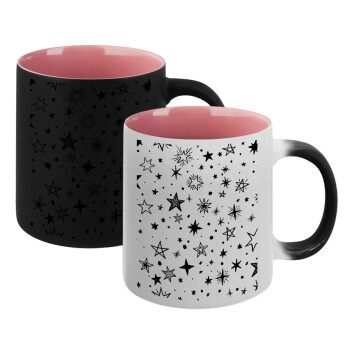 Doodle Stars, Κούπα Μαγική εσωτερικό ΡΟΖ, κεραμική 330ml που αλλάζει χρώμα με το ζεστό ρόφημα