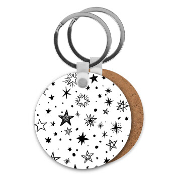 Doodle Stars, Μπρελόκ Ξύλινο στρογγυλό MDF Φ5cm