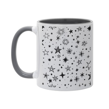 Doodle Stars, Mug colored grey, ceramic, 330ml
