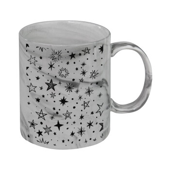 Doodle Stars, Κούπα κεραμική, marble style (μάρμαρο), 330ml