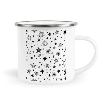 Doodle Stars, Metallic enamel cup white 360ml