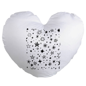 Doodle Stars, Μαξιλάρι καναπέ καρδιά 40x40cm περιέχεται το  γέμισμα