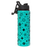 Metallic water bottle with safety lid, 850ml aluminum