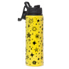 Metallic water bottle with safety lid, 850ml aluminum