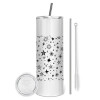 Tumbler stainless steel 600ml, with metal straw & cleaning brush