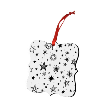 Doodle Stars, Christmas ornament polygon wooden 7.5cm