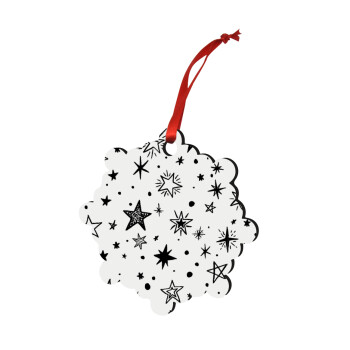 Doodle Stars, Christmas ornament snowflake wooden 7.5cm