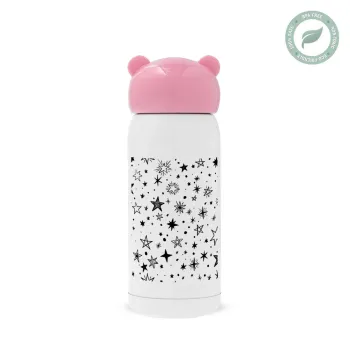 Doodle Stars, Pink stainless steel thermal flask, 320ml