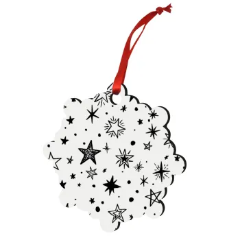 Doodle Stars, Στολίδι Χριστουγεννιάτικο στολίδι snowflake ξύλινο 7.5cm