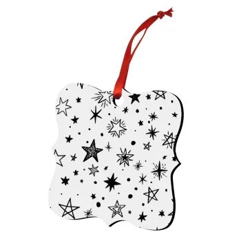 Doodle Stars, Στολίδι Χριστουγεννιάτικο στολίδι polygon ξύλινο 7.5cm