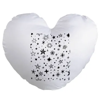 Doodle Stars, Μαξιλάρι καναπέ καρδιά 40x40cm περιέχεται το  γέμισμα