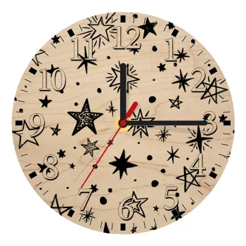 Doodle Stars, Ρολόι τοίχου ξύλινο plywood (20cm)