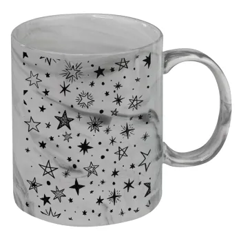Doodle Stars, Mug ceramic marble style, 330ml