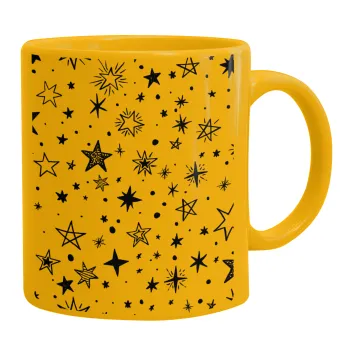 Doodle Stars, Κούπα, κεραμική κίτρινη, 330ml