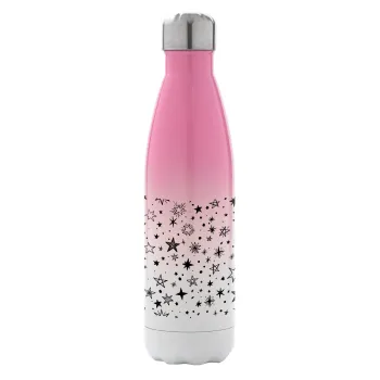 Doodle Stars, Μεταλλικό παγούρι θερμός Ροζ/Λευκό (Stainless steel), διπλού τοιχώματος, 500ml