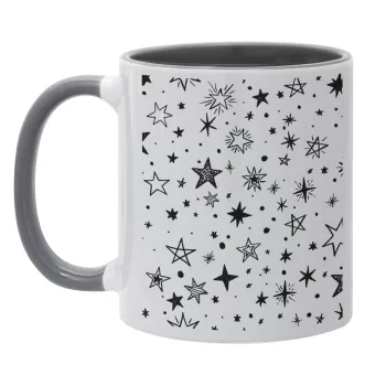 Doodle Stars, Mug colored grey, ceramic, 330ml