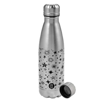 Doodle Stars, Metallic water bottle, stainless steel, 750ml