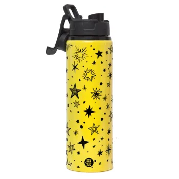 Doodle Stars, Metallic water bottle with safety lid, 850ml aluminum