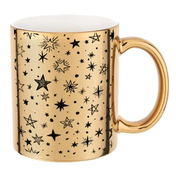 Doodle Stars, Κούπα κεραμική, χρυσή καθρέπτης, 330ml